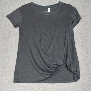 IDEOLOGY BLACK TWIST FRONT ATHLETIC ROUND NECK SHORT SLEEVE BASIC TSHIRT SIZE XS